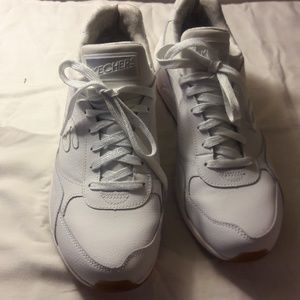 Skechers white tennis shoes